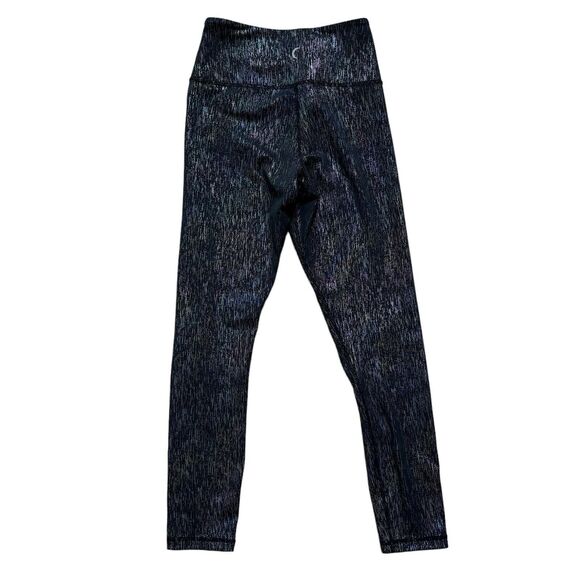 Zyia Active Women’s Size 4 Black Shimmer Leggings Mid Rise Stretch Cropped - Picture 2 of 6